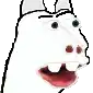 a close up of a horse 's face with its mouth open and teeth .