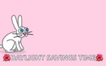 a spring forward daylight savings time advertisement with a rabbit