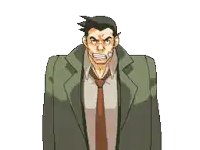 a pixel art drawing of a man wearing a suit and tie