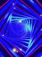 a swirl of blue and purple lights with a bottle of beer in the middle .