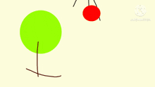a drawing of a green circle and an orange circle