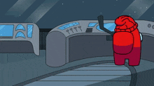 a cartoon drawing of a person holding a cylinder with the letter g on it