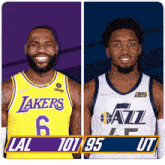 two basketball players one from the lakers and one from the utah jazz