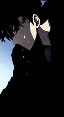 a man is crying with a tear coming out of his nose