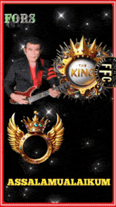a poster with a man playing a guitar and the words fors and assalamualaikum