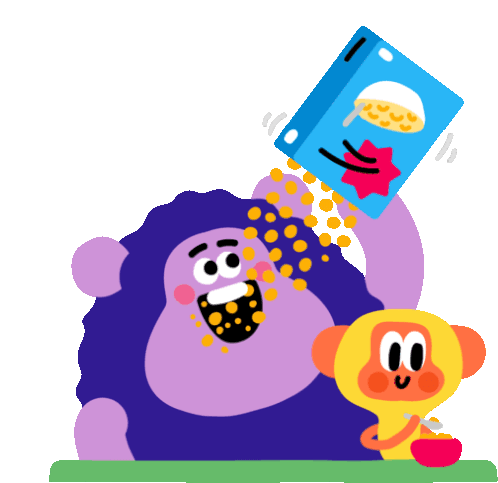 Monkey And Bear Eat A Snack Sticker - Best Friends Cereal Breakfast Stickers