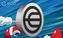 a cartoon drawing of a coin with a euro symbol