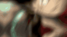 a blurred image of a person 's face with a green object in the background