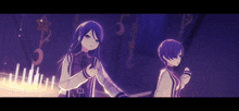 a couple of anime girls standing next to each other