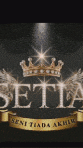 a logo for a company called setia with a crown on top
