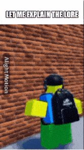 a picture of a roblox character with the words let me explain the lore at the bottom