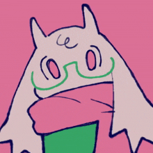 a drawing of a cartoon character with a green mustache