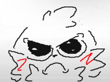 a black and white drawing of a monster with the number 3 in red