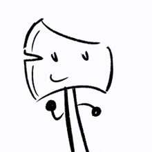 a black and white drawing of an axe with a face on it