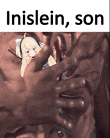 a picture of a girl with the words inislein son written above it