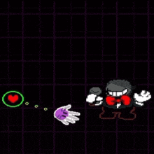 a pixel art of a cartoon character with wings and a heart in the middle .