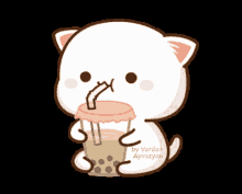 mochi peach cat boba bubble tea milk tea sip