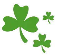 three green shamrocks are silhouetted against a white backdrop