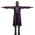a 3d model of a man in a purple coat and black boots .
