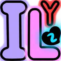 a pink and purple letter i with a red y on top