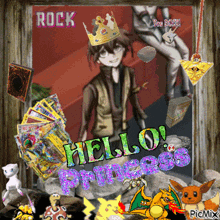 a picture of a boy with a crown and the words hello princess on the bottom