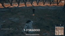 a video game is being played on a computer with the words 1-2 skadoo written on the screen