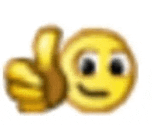 a blurred image of a yellow smiley face giving a thumbs up .