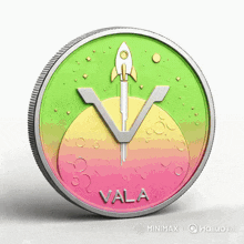 a coin that says vala on it with a rocket on it