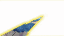 a cartoon character is flying through the air in a field