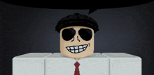 a cartoon character wearing sunglasses and a hat smiles