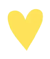 a yellow heart on a white background with a shadow