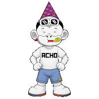 a cartoon character is wearing a acho shirt