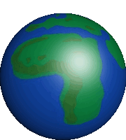 a blue and green globe with a white circle in the center