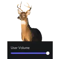 a deer is standing next to a user volume button