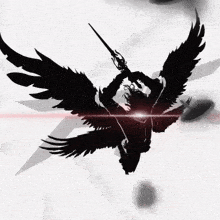 a drawing of a person with wings and a sword