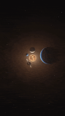 an artist 's impression of the planets in the solar system including saturn