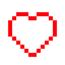 a pixel art red heart on a white background .
