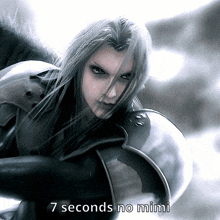 a black and white photo of a woman with the words 7 seconds no mimi on the bottom