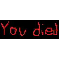 a pixel art of the words you died in red on a black background