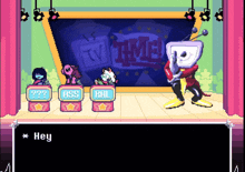 a video game scene with the word hey in the bottom right corner