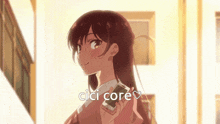 a picture of a girl holding a cell phone with the words cici core below her