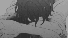 crying drenched raining anime sad