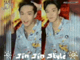 a picture of a man with jin jin style written on the bottom