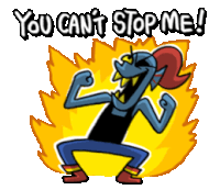 a cartoon of a monster with the words " you can 't stop me " above it