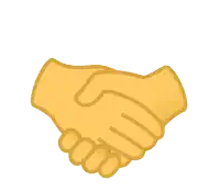 a cartoon drawing of two hands holding each other on a white background