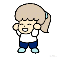 a cartoon of a girl with a ponytail is smiling
