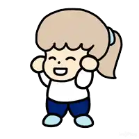 a cartoon of a girl with a ponytail is smiling