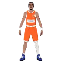 a cartoon of a man wearing an orange jersey with the word essene on it