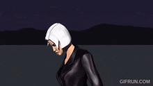 a gif of a woman with a glowing eye and the website gifrun.com