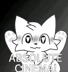 a black and white drawing of a cat with the words " absolute cinema " below it